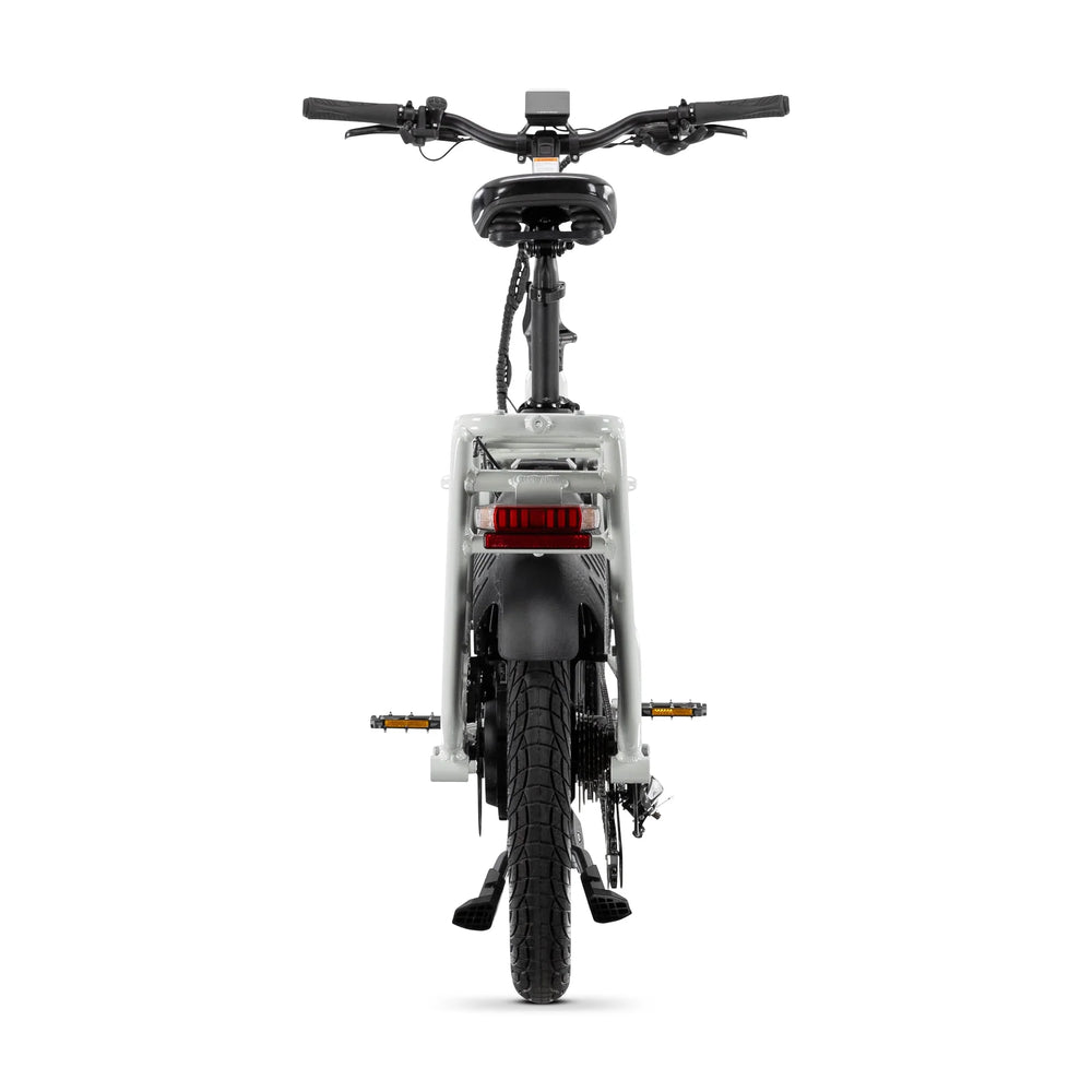 Lectric XPedition2 Stratus White Dual-Battery eBike rear view at EBike Oasis