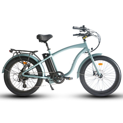 750W, 52v 17AH Battery, Beach Cruiser, Fat Tire 24X3, 7-Speed Electric Bike