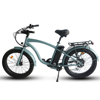 750W, 52v 17AH Battery, Beach Cruiser, Fat Tire 24X3, 7-Speed Electric Bike