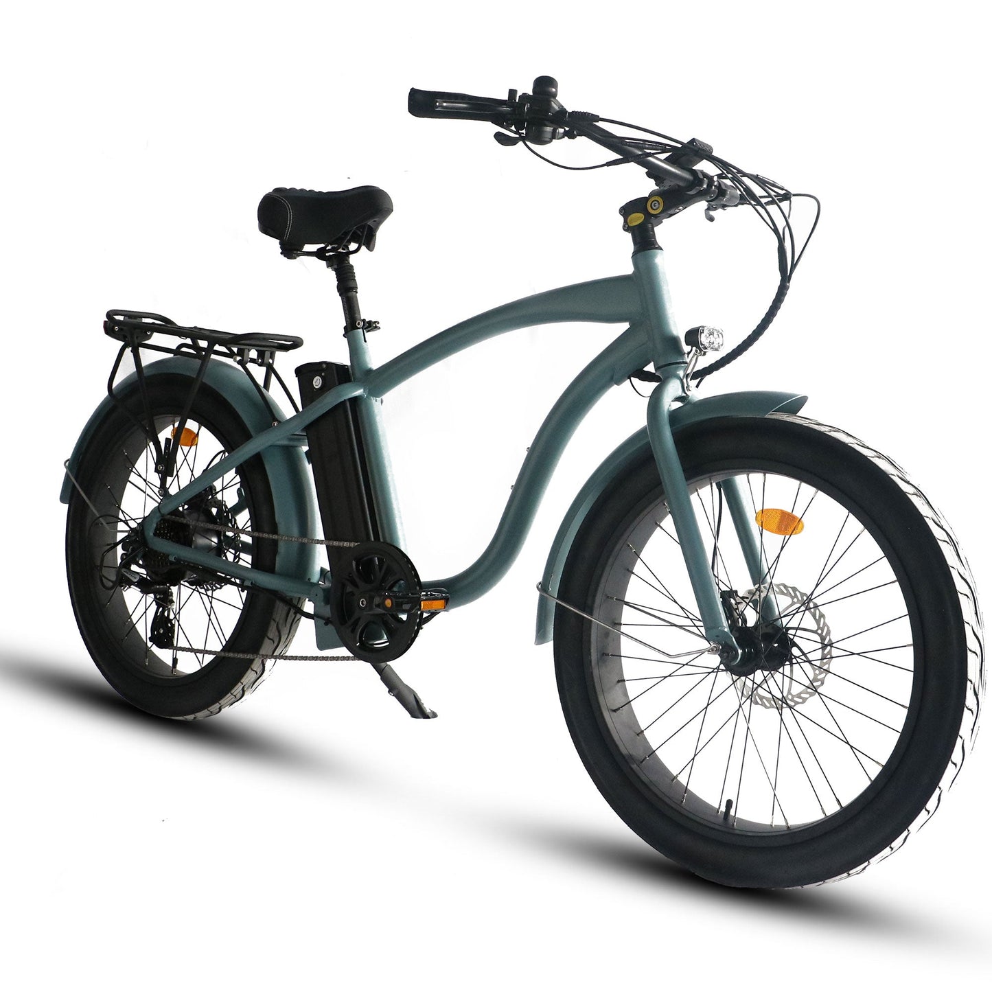 750W, 52v 17AH Battery, Beach Cruiser, Fat Tire 24X3, 7-Speed Electric Bike