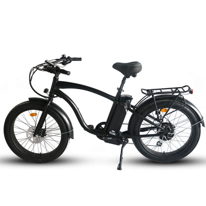 750W, 52v 17AH Battery, Beach Cruiser, Fat Tire 24X3, 7-Speed Electric Bike