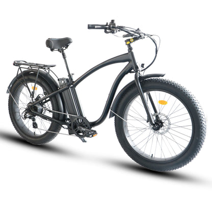 750W, 52V 21AH, Fat Tire Step Over 26x4-Beach Cruiser Electric Bike