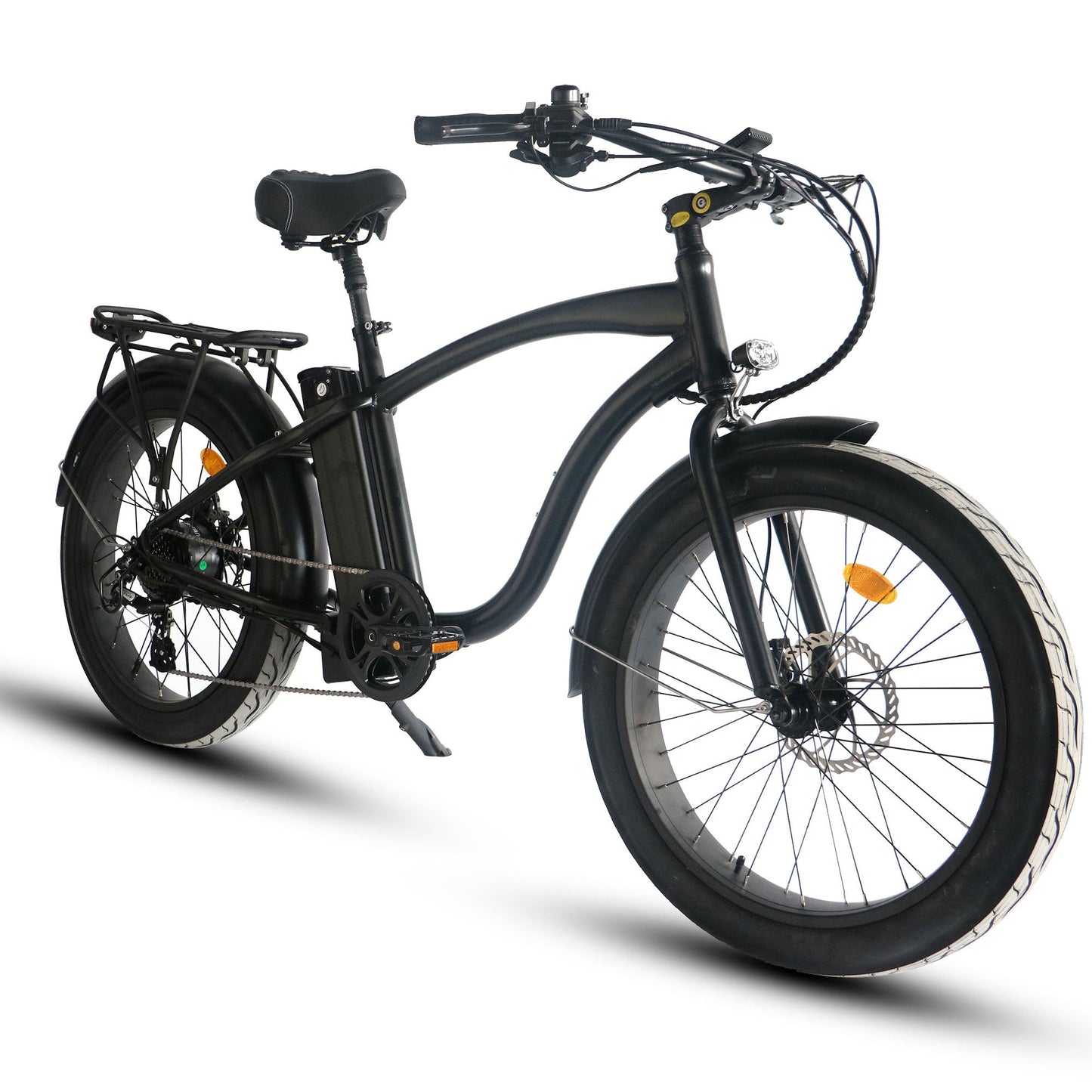 750W, 52v 17AH Battery, Beach Cruiser, Fat Tire 24X3, 7-Speed Electric Bike