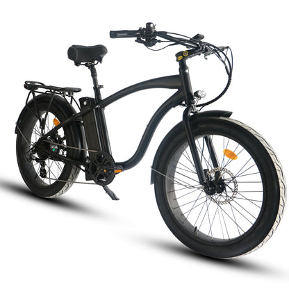 750W, 52v 17AH Battery, Beach Cruiser, Fat Tire 24X3, 7-Speed Electric Bike