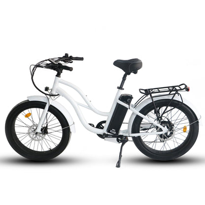 750w, 52v 17AH Battery, Beach Cruiser, Fat Tire 24x3, 7-Speed Step Thru Electric Bike