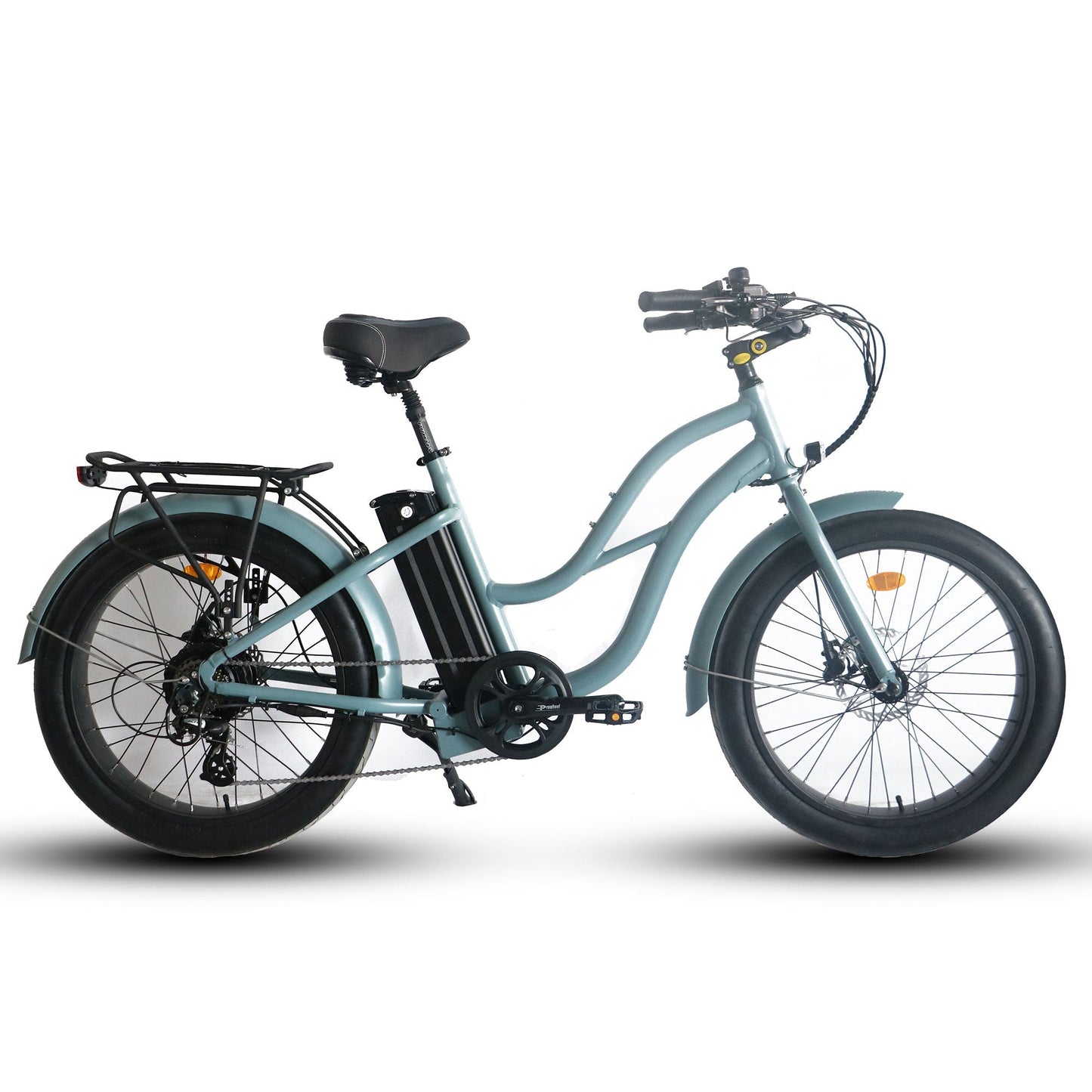 750w, 52v 17AH Battery, Beach Cruiser, Fat Tire 24x3, 7-Speed Step Thru Electric Bike