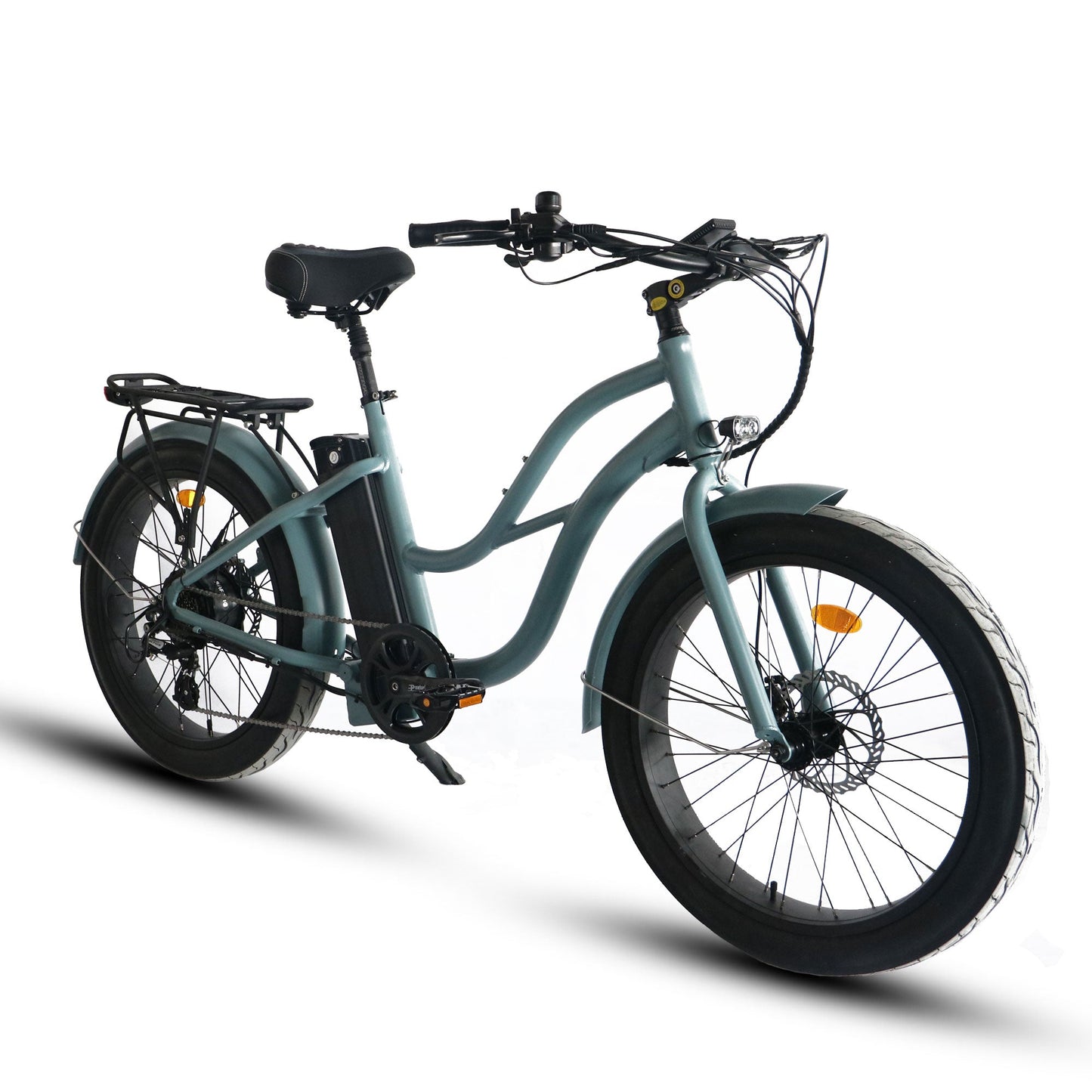 750w, 52v 17AH Battery, Beach Cruiser, Fat Tire 24x3, 7-Speed Step Thru Electric Bike