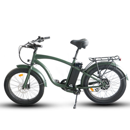 750W, 52v 17AH Battery, Beach Cruiser, Fat Tire 24X3, 7-Speed Electric Bike