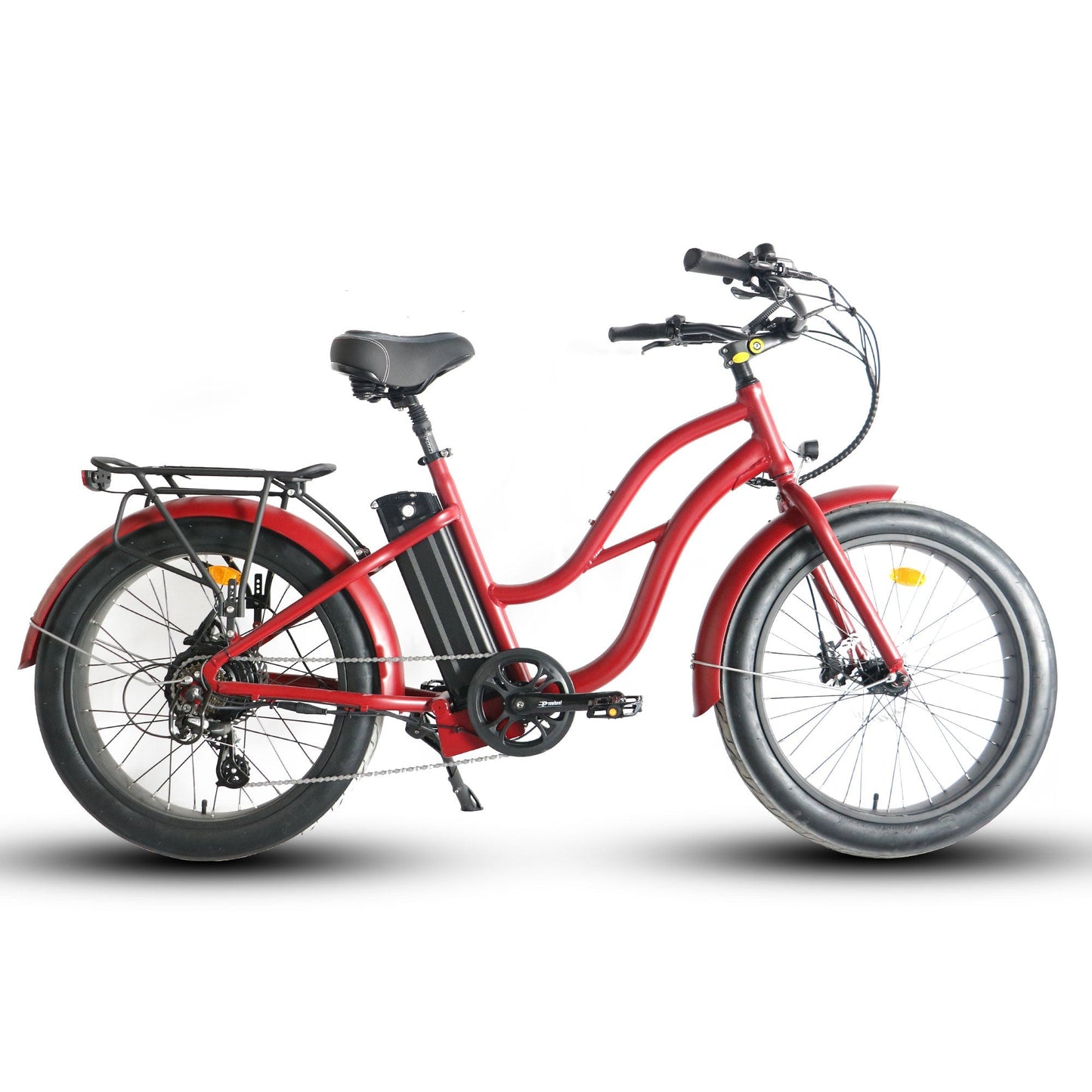 750w, 52v 17AH Battery, Beach Cruiser, Fat Tire 24x3, 7-Speed Step Thru Electric Bike