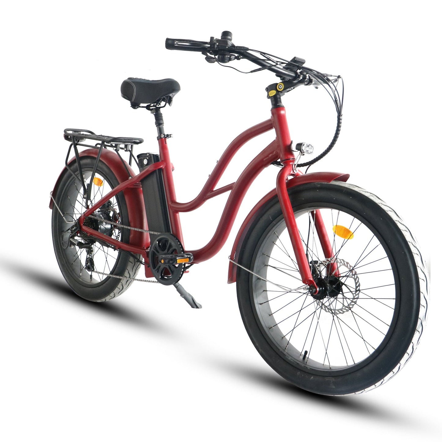 750w, 52v 17AH Battery, Beach Cruiser, Fat Tire 24x3, 7-Speed Step Thru Electric Bike