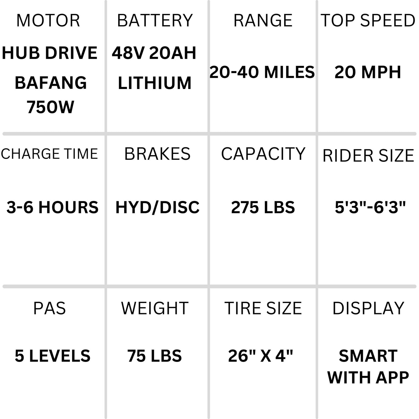 750w, 48V 20AH Battery, Beach Cruiser, Fat Tire 26x4, 7-Speed Electric Bike