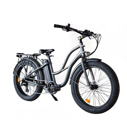 750w, 52v 17AH Battery, Beach Cruiser, Fat Tire 24x3, 7-Speed Step Thru Electric Bike