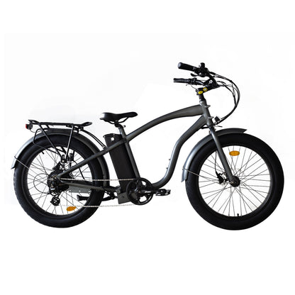 750W, 52v 17AH Battery, Beach Cruiser, Fat Tire 24X3, 7-Speed Electric Bike