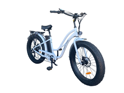 750w, 52v 20AH Battery, Beach Cruiser, Fat Tire 26x4, 7-Speed Step Thru Electric Bike