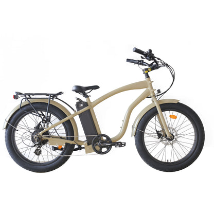 750W, 52v 17AH Battery, Beach Cruiser, Fat Tire 24X3, 7-Speed Electric Bike