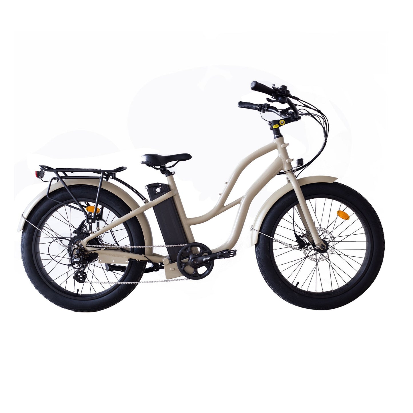 750w, 52v 17AH Battery, Beach Cruiser, Fat Tire 24x3, 7-Speed Step Thru Electric Bike