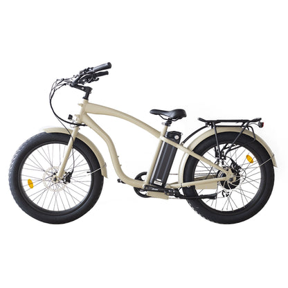 750W, 52v 17AH Battery, Beach Cruiser, Fat Tire 24X3, 7-Speed Electric Bike