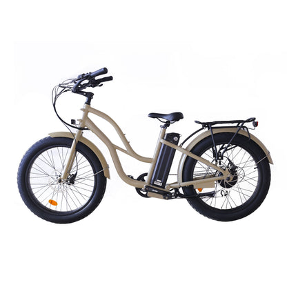 750w, 52v 17AH Battery, Beach Cruiser, Fat Tire 24x3, 7-Speed Step Thru Electric Bike